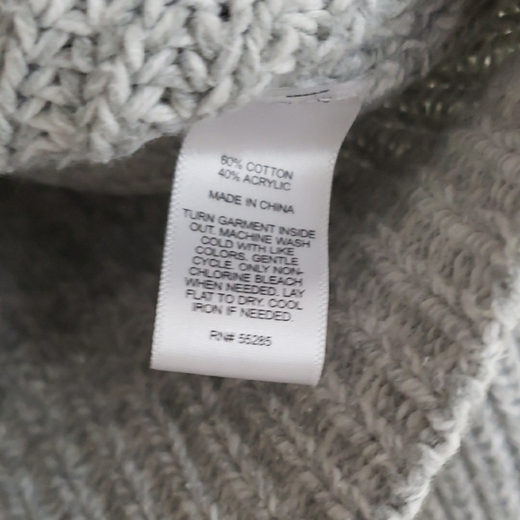 Express Gray Ribbed Shawl-Collar Button Sweater - Picture 3 of 6